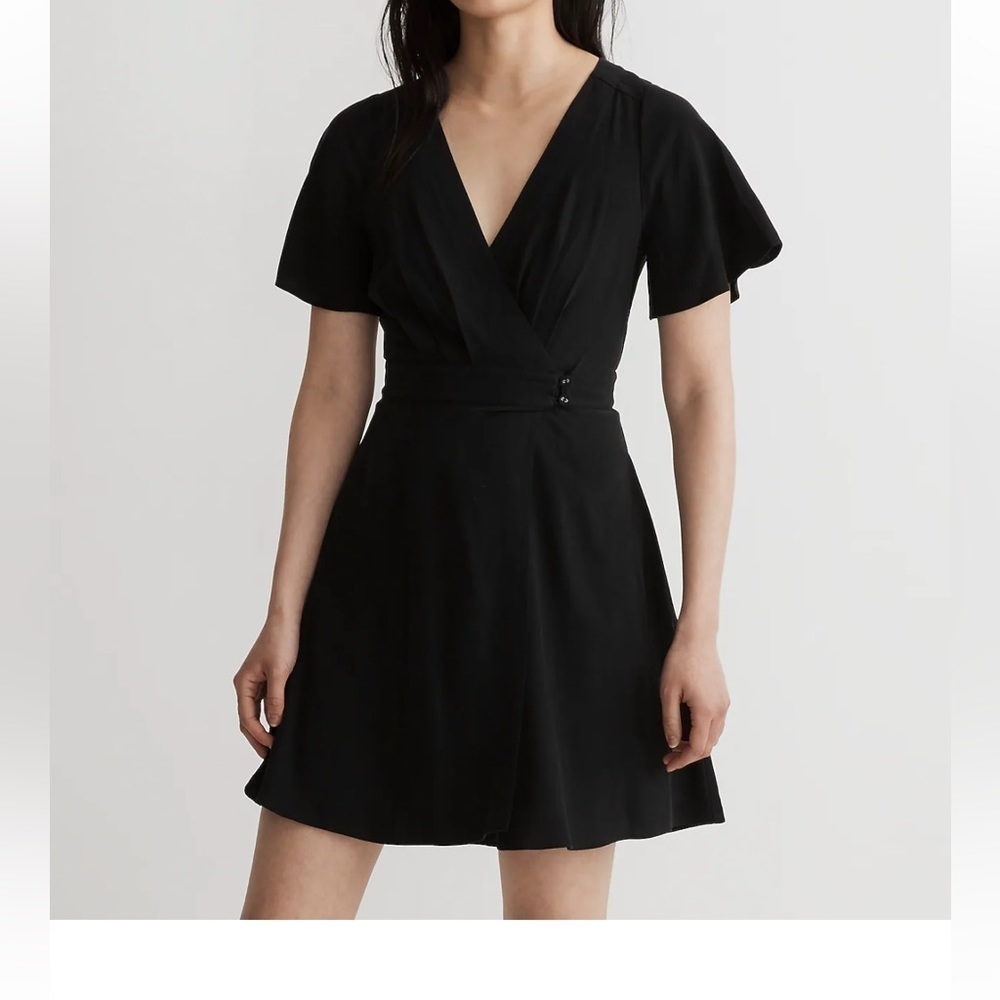 Madewell Pleated-Waist True-Wrap Mini Dress